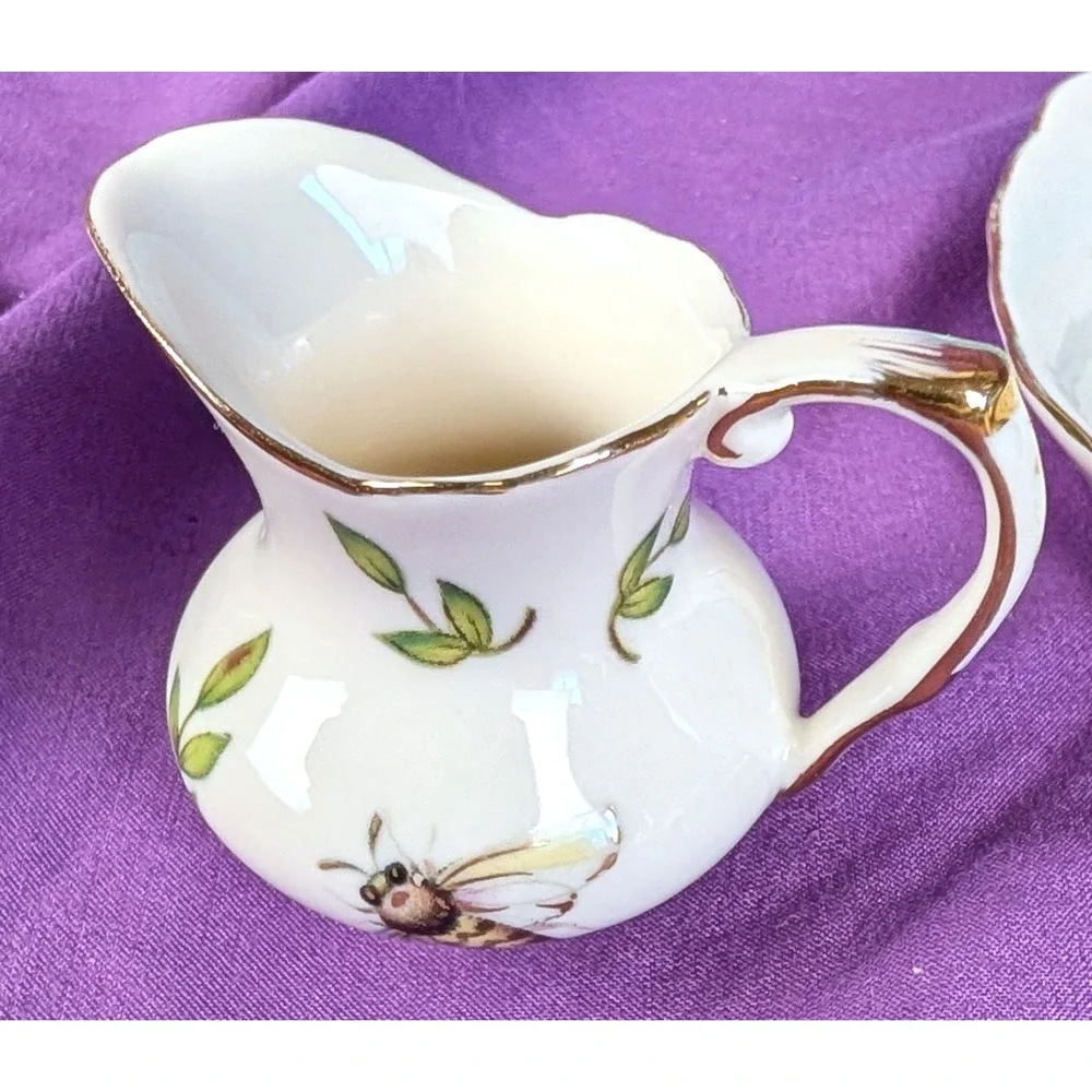 Burton + BURTON Mini Porcelain Insect Tea Set Morning Meadow 10 pieces Gold NIB